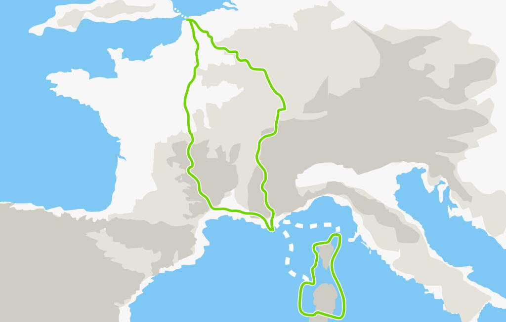 corsica & Sardinia motorcycle tour route map