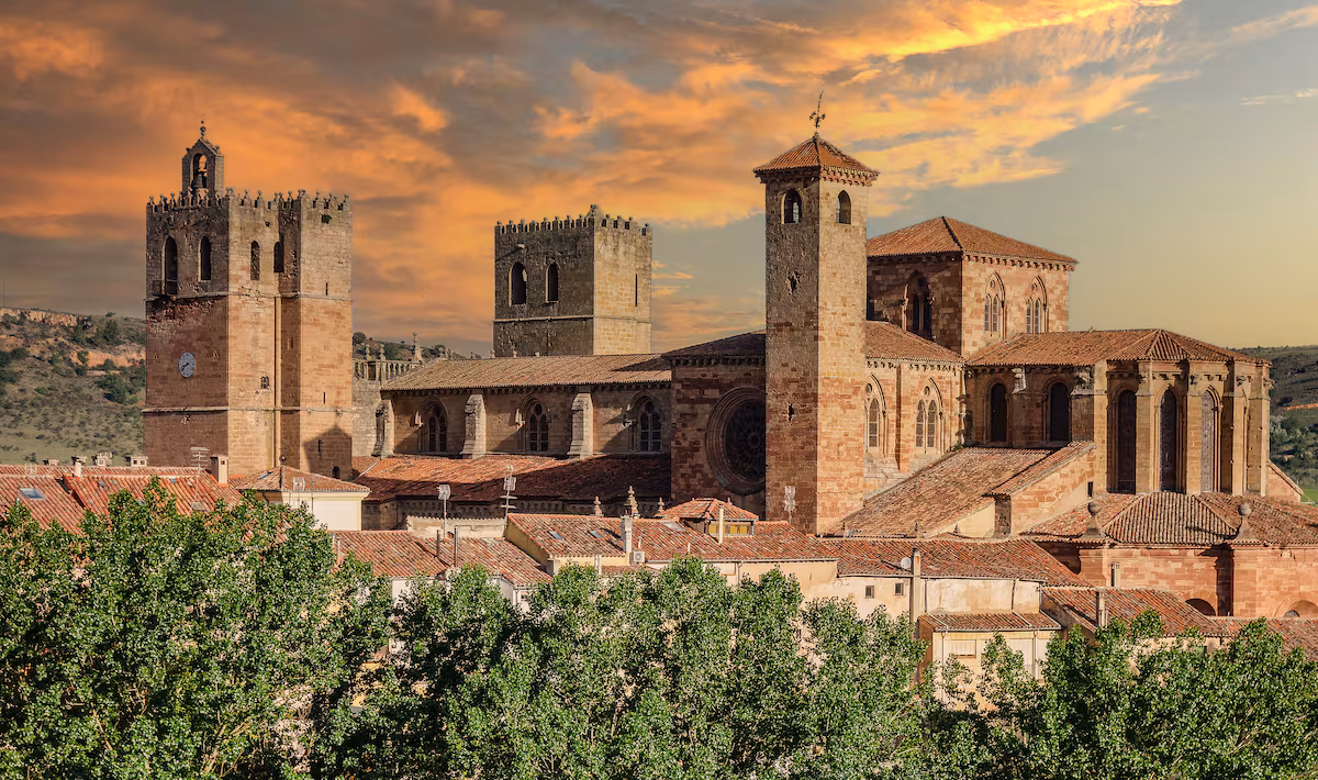 Historic cathedral town at sunset, Castile — The Great Spring Ride: Old Spain motorcycle tour — Wild Roads