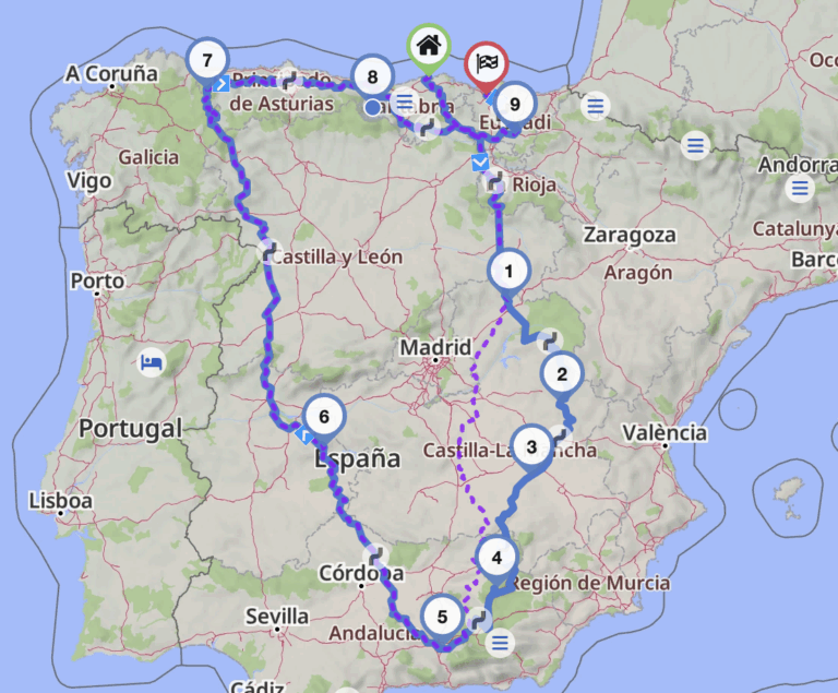 route map spain motorcycle tour 2027