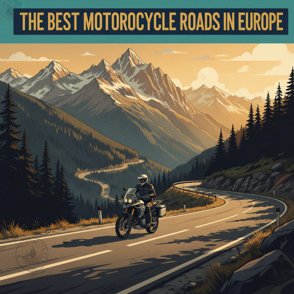 Adventure motorcycle rider on the best motorcycle roads in Europe