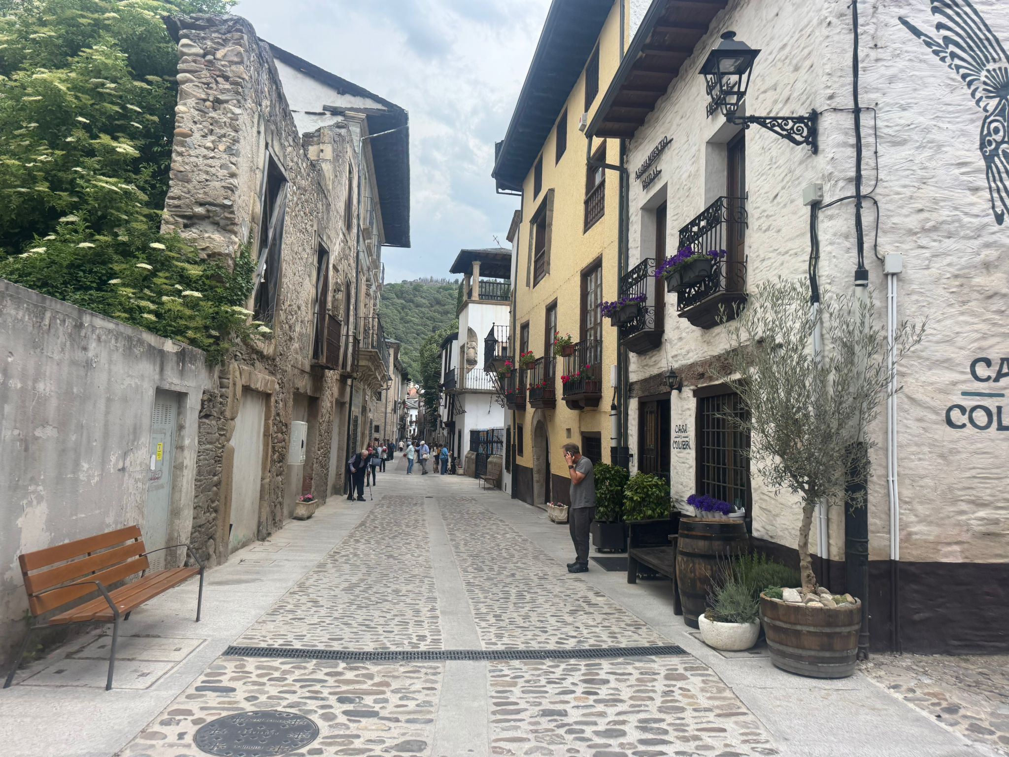Cobbled streets of Villafranca del Bierzo old town in the evening