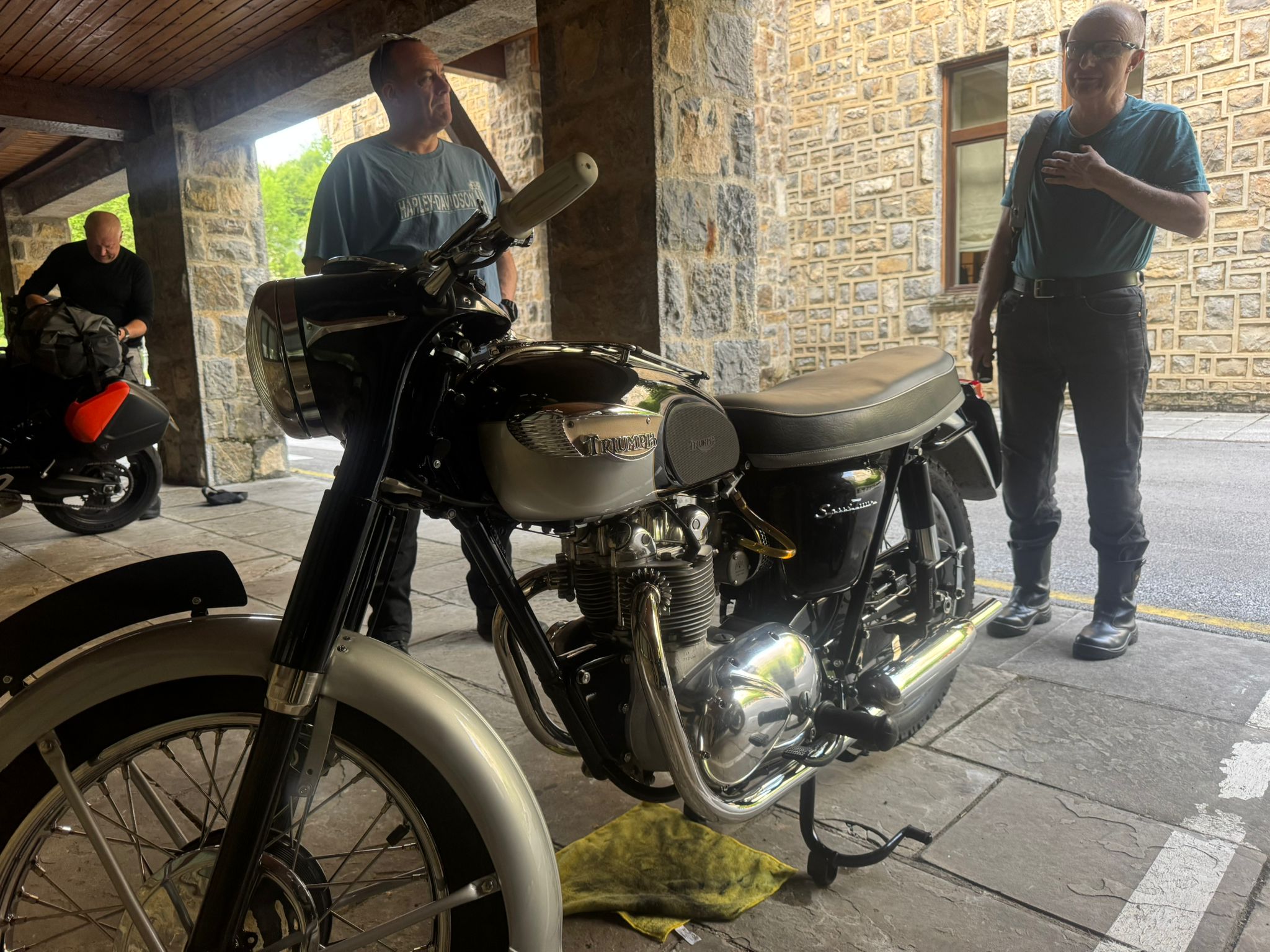 Classic Triumph spotted at the Parador de Fuente De - Picos and Pyrenees Tour 2026