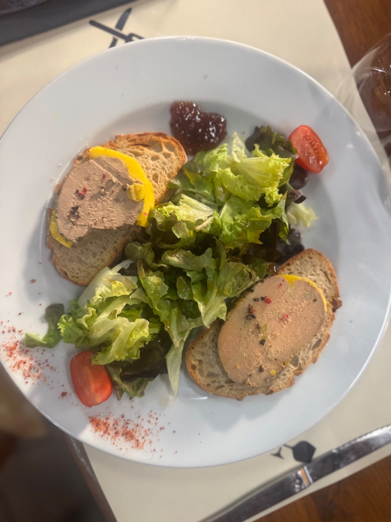 Foie gras starter on toasted bread — Logis Hôtel l