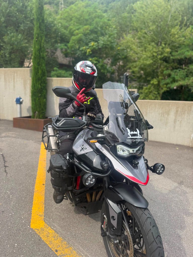 Motorcycles prepared for departure early morning in Eggental Bolzano — Twisties &amp; Tuscan Sun July 2026
