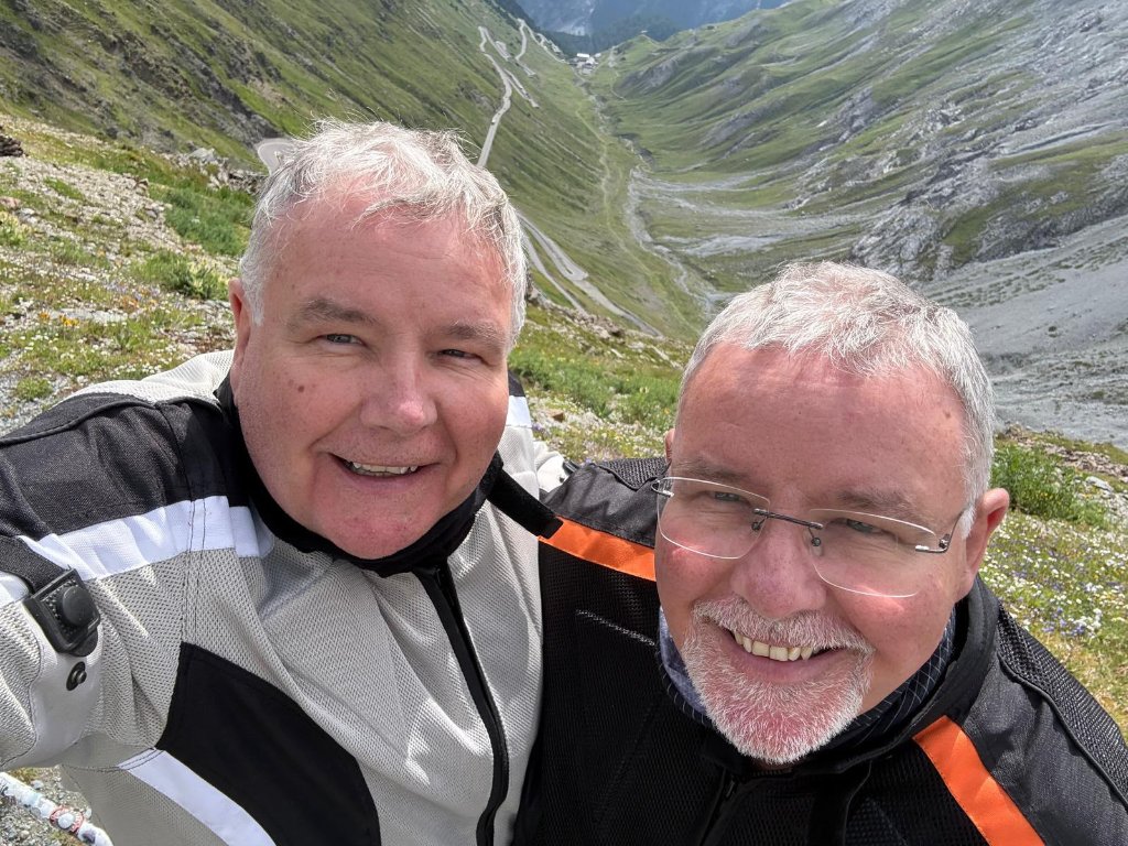 Tour group selfie at Catinaccio view stop — Twisties &amp; Tuscan Sun July 2026